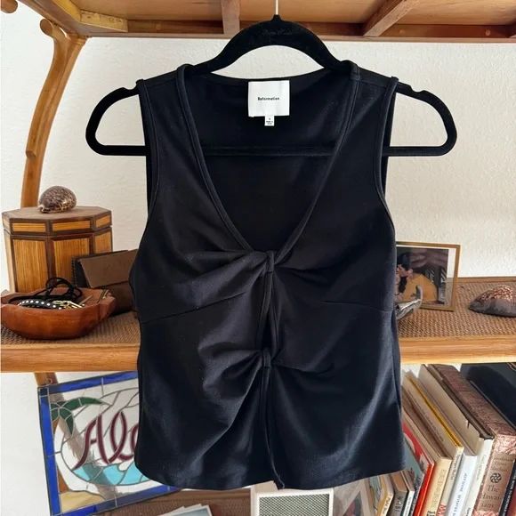 Reformation Tefi Knit Top S Black - Picture 1 of 5